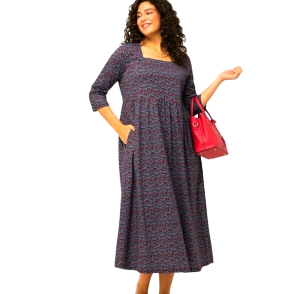 Ulle Popken Navy Red Hearts  Patterned Knit Dress Plus Size NWT Sz  24/26 - Picture 1 of 10